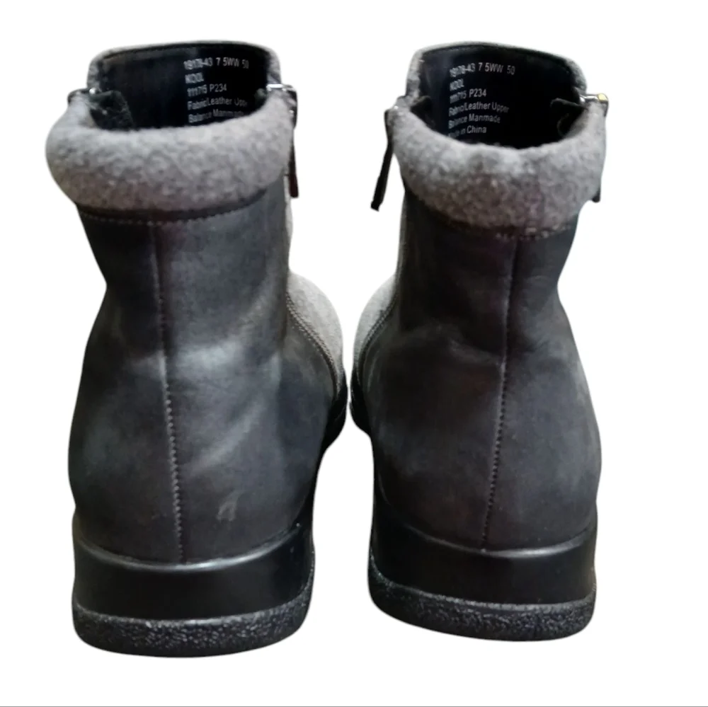 Drew Kool Wide Width Fabric Leather Double Zip Ankle Grey Boots 7.5 WW